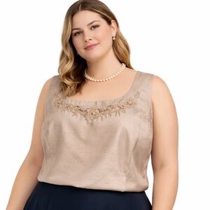 TANK TOP Plus Size 20W Beige Silk-look Side Zip Mother of the Bride